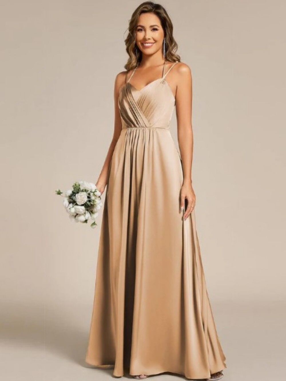 NWT - Dramatic Backless Lace-up Ever Pretty Satin A Line Floor Length Gown Prom